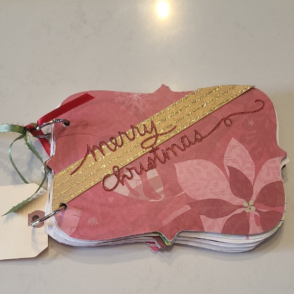 Handmade Pink and Gold Christmas Scrapbook